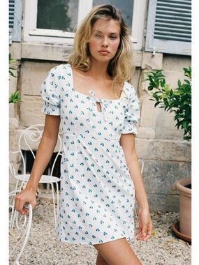 With Jean Juliette White Floral Mini Dress Small
